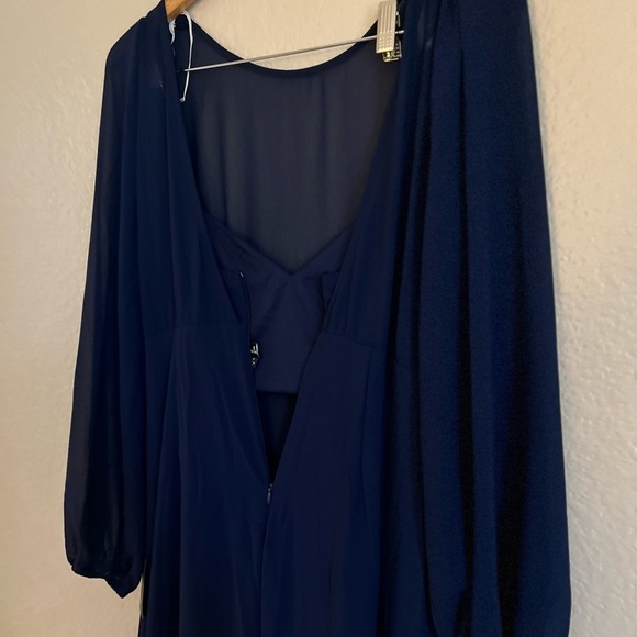Prestigious Poise Navy Blue Backless Balloon Sleeve Maxi Dress NWT - Picture 8 of 8
